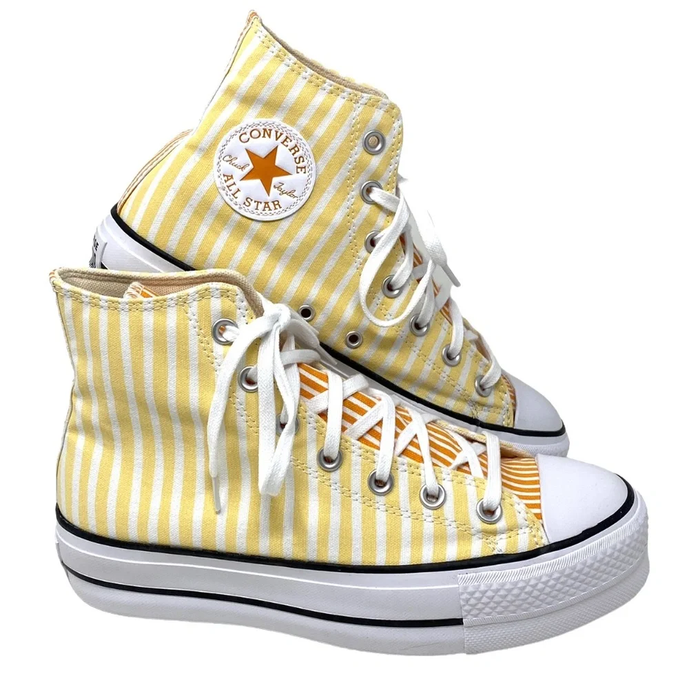 Converse Chuck Taylor Lift Platform High Yellow White Women Canvas Shoes A03298C - Picture 1 of 7
